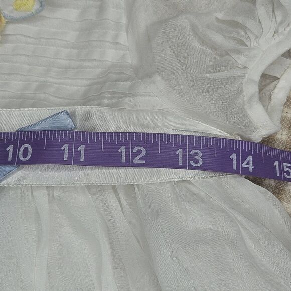 Leonarda Designs White Organza Overlay & Embroidered Cotton Puff Sleeve Dress - Picture 9 of 11